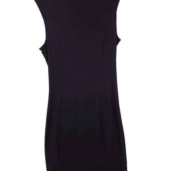 Helmut Lang Black Sheath Dress Large Back Zip Sleeveless Stretch Asymmetrical - Picture 5 of 11